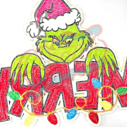 Grinch Christmas chenille embroidery patch - Clpatch