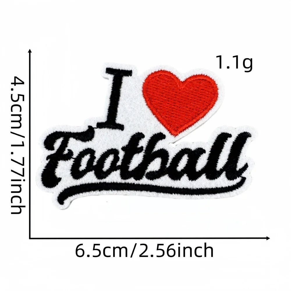 3 pcs Football Patches Hats Iron-On with Love for Football