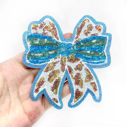 Wholesale Small Blue Sequin Bow Patch