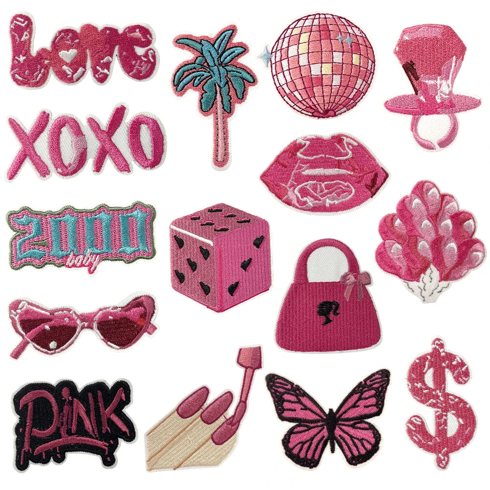 Lovely Pink Sequin Applique Custom Iron-On Embroidery Patches
