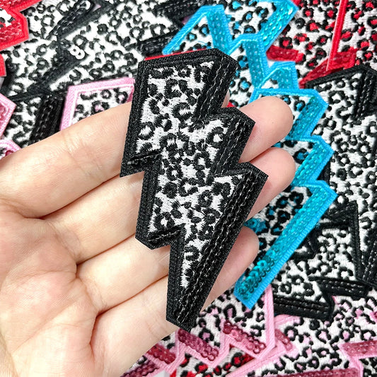 3pcs Leopard Lightning Sequin Patch Iron on Hat Patch