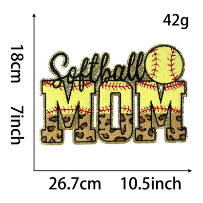 Sports Mom Chenille Patch - Volleyball, Soccer, Softball, Basketball, Baseball, Football