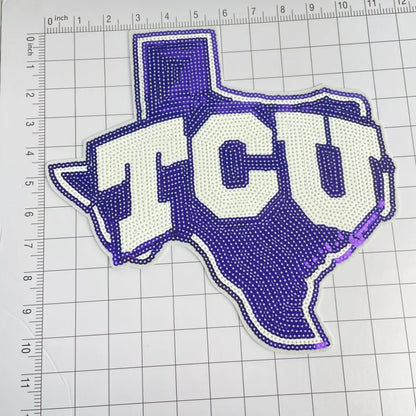 College Designed University school TCU sequins patches