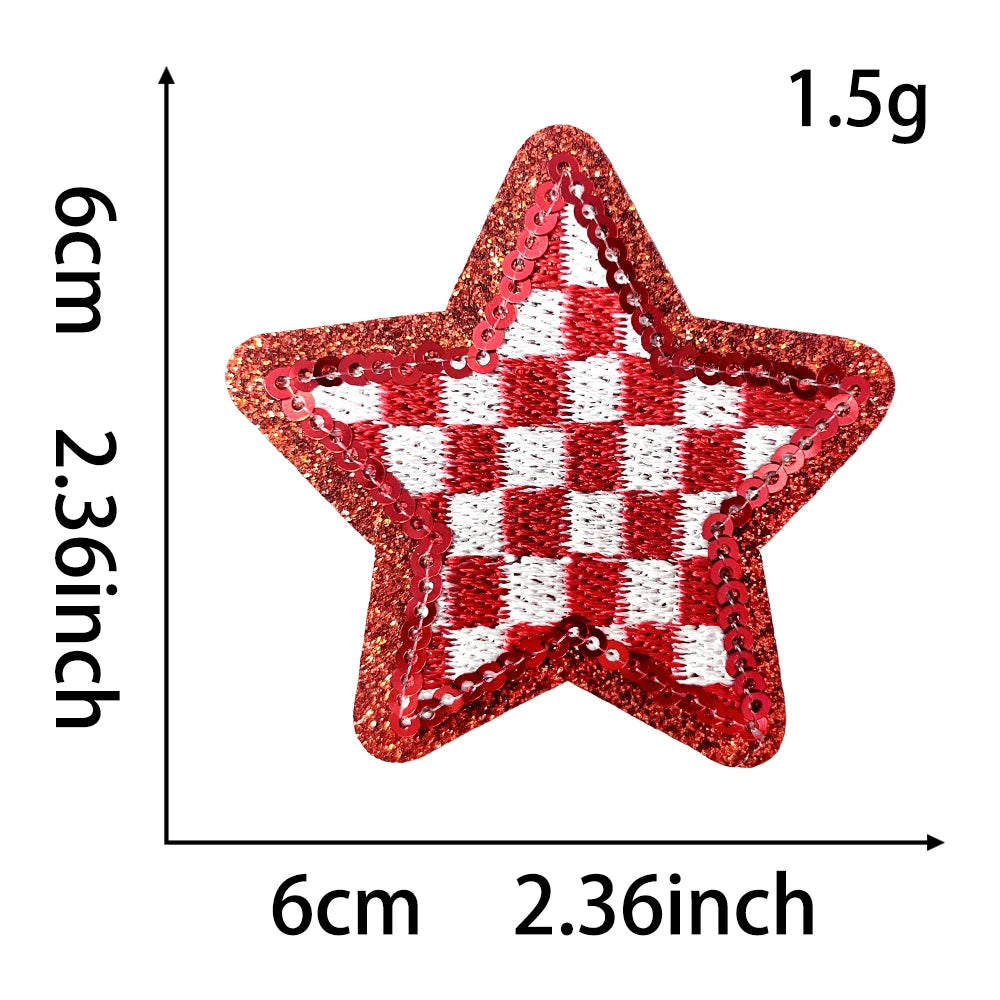 Checkered Star Sequin Patch Iron Hat Patch Trucker Hat Patch