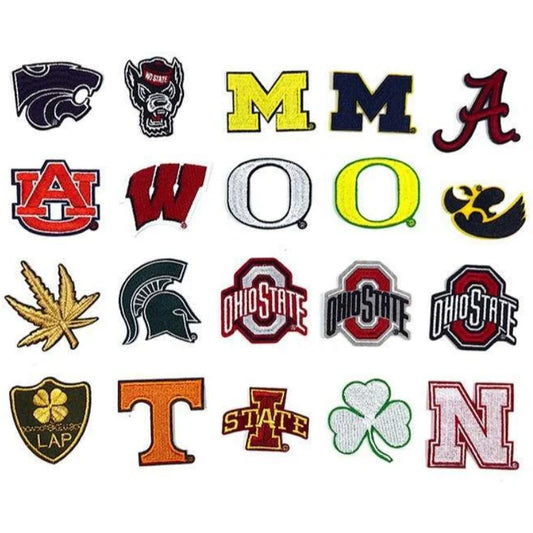 10 pcs NCAA Patches University and College Iron on Embroidery Patches for Cap
