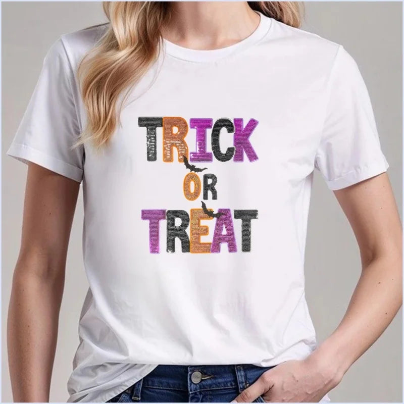 Halloween Trick or Treat Sequin Letter Patch big patch
