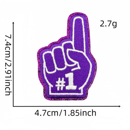 Trendy Small Glitter Sport Number One Finger Trucker Hat Patches - Clpatch