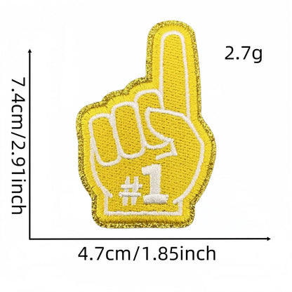 Trendy Small Glitter Sport Number One Finger Trucker Hat Patches - Clpatch