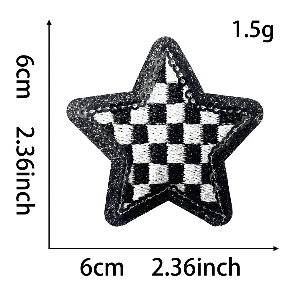 Checkered Star Sequin Patch Iron Hat Patch Trucker Hat Patch