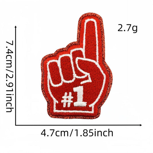 Trendy Small Glitter Sport Number One Finger Trucker Hat Patches - Clpatch