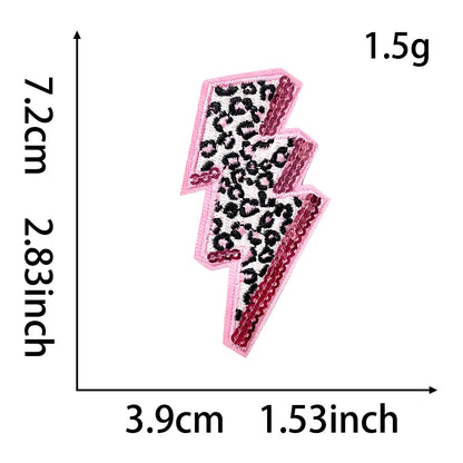 3pcs Leopard Lightning Sequin Patch Iron on Hat Patch