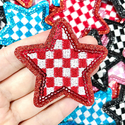 Checkered Star Sequin Patch Iron Hat Patch Trucker Hat Patch