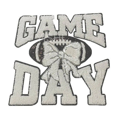 Wholesale Football Chenille Game Day Iron-on Patch Sequin Bow PVC Fabric for Hoodies Clothing Decoration Appliqued Technique - Clpatch