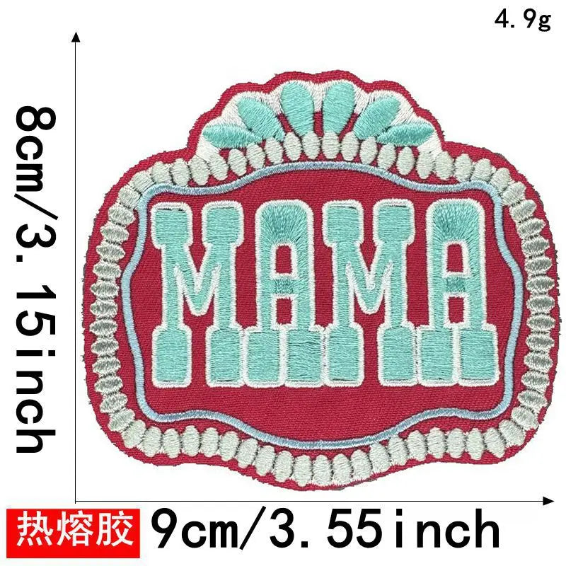 Wholesale Hat Personalization Small Embroidered Patches Game Day MAMA Trucker Hat Patches Iron on for Mama Women Backpacks