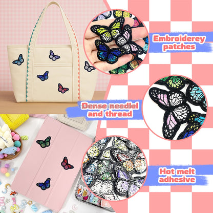 Colorful Butterfly Embroidered Patches Set