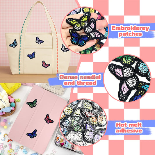 Colorful Butterfly Embroidered Patches Set