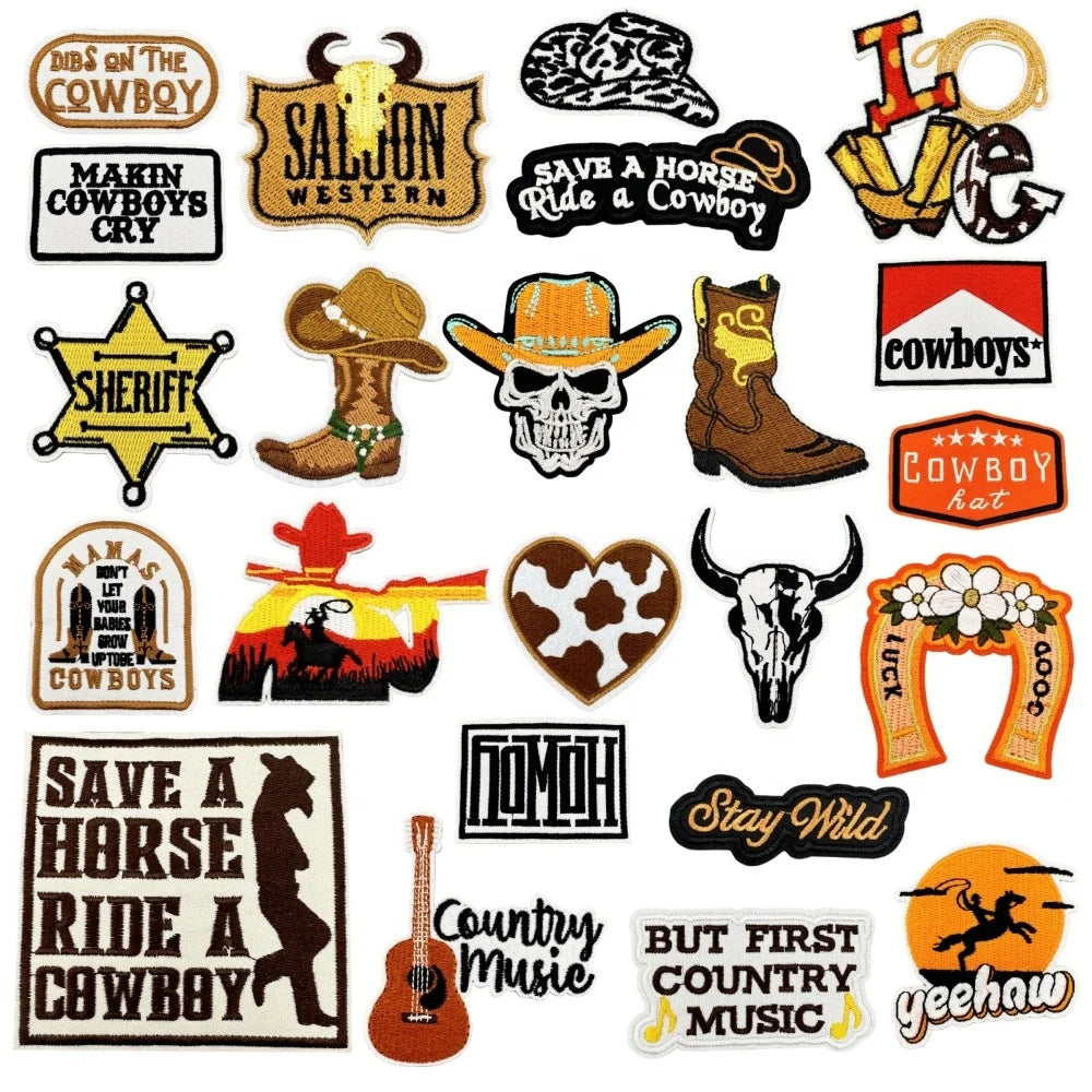 Western Style Iron-On Dolly Logo Design Badges Fabric Tucker Hat Clothing