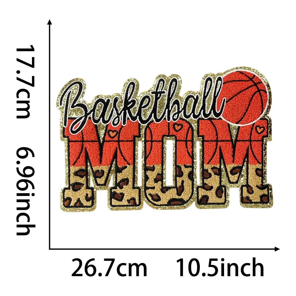 Sports Mom Chenille Patch - Volleyball, Soccer, Softball, Basketball, Baseball, Football