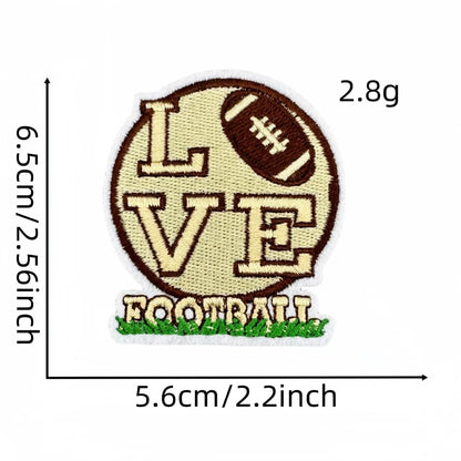 3 pcs Football Patches Hats Iron-On with Love for Football