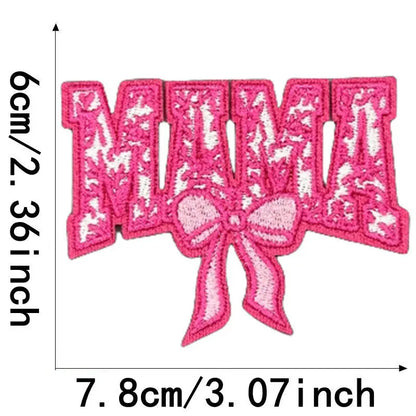 Colorful Cute Embroidered MOM Wifey Bow MAMA Patches Iron on for Clothes Jackets Makeup Bags Trucker Hats Mother's Day Gift DIY