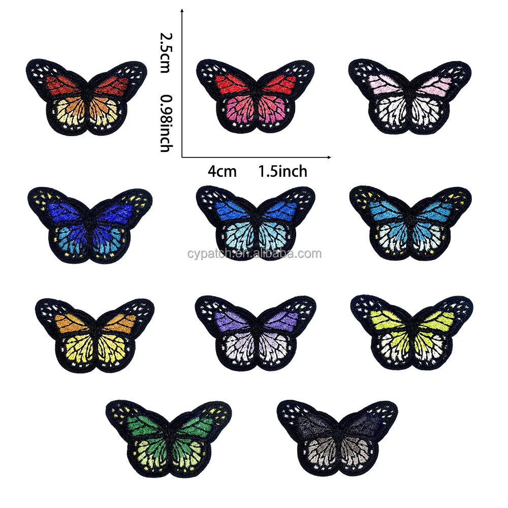 Colorful Butterfly Embroidered Patches Set