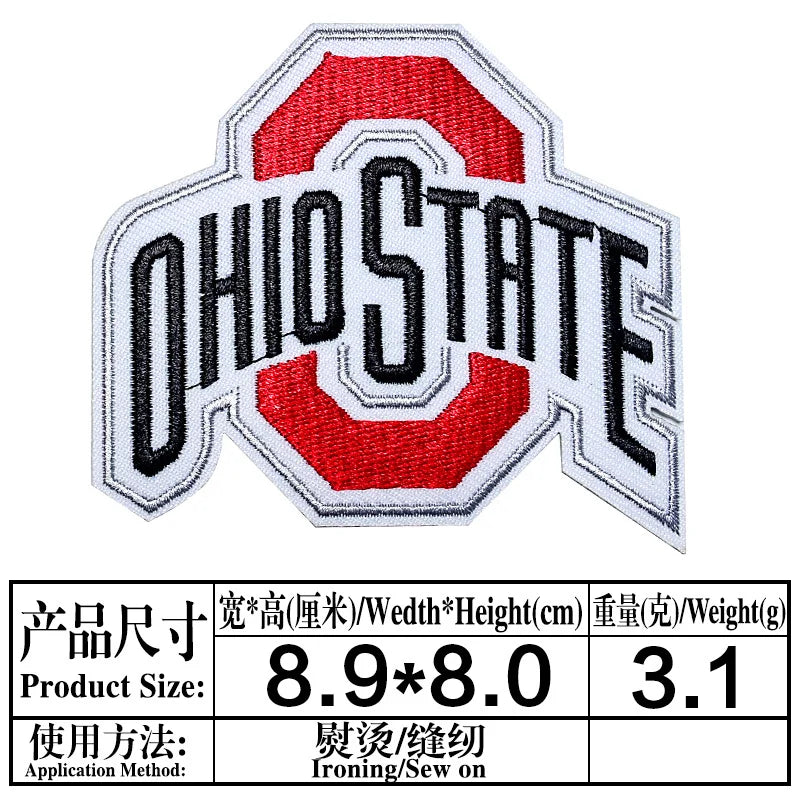 10 pcs NCAA Patches University and College Iron on Embroidery Patches for Cap