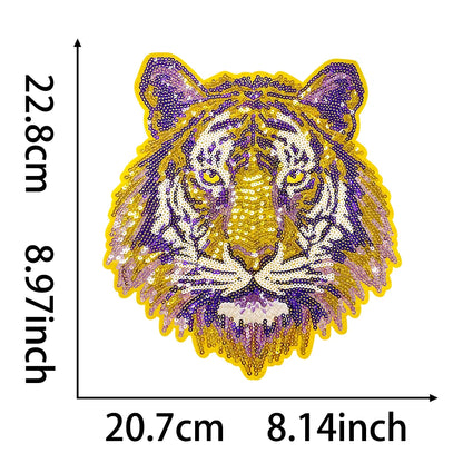 sport collage gold and black Sequin Tiger Big Patch