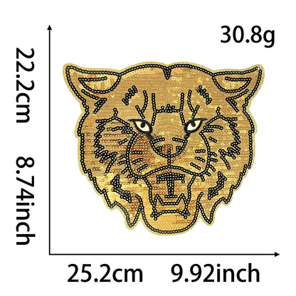 sport collage gold and black Sequin Tiger Big Patch