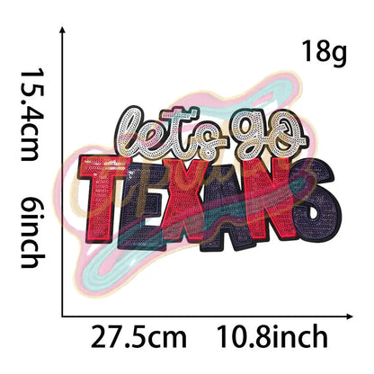 HOUSTON TEXANS IRON ON PATCH embroidery sequins patches for jacket - Clpatch