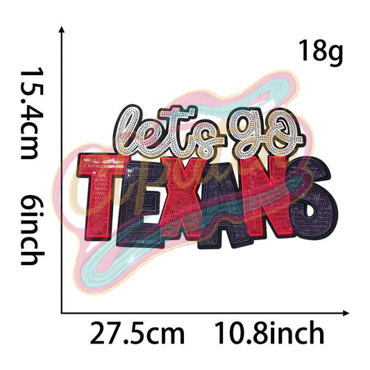 HOUSTON TEXANS IRON ON PATCH embroidery sequins patches for jacket - Clpatch