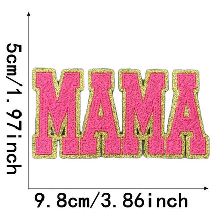 Colorful Cute Embroidered MOM Wifey Bow MAMA Patches Iron on for Clothes Jackets Makeup Bags Trucker Hats Mother's Day Gift DIY
