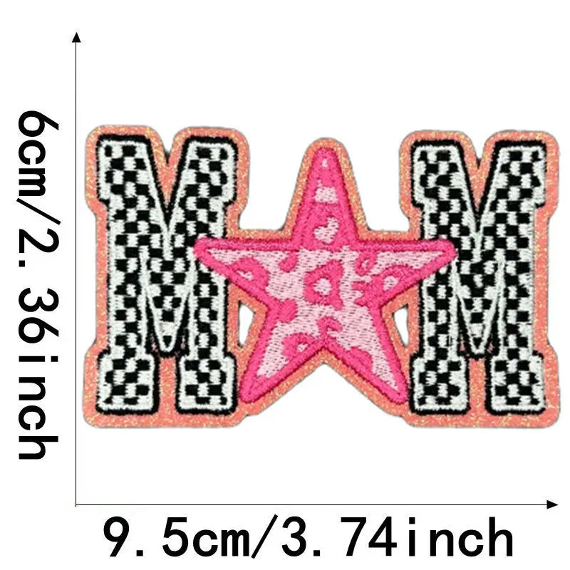 Colorful Cute Embroidered MOM Wifey Bow MAMA Patches Iron on for Clothes Jackets Makeup Bags Trucker Hats Mother's Day Gift DIY