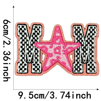 Colorful Cute Embroidered MOM Wifey Bow MAMA Patches Iron on for Clothes Jackets Makeup Bags Trucker Hats Mother's Day Gift DIY