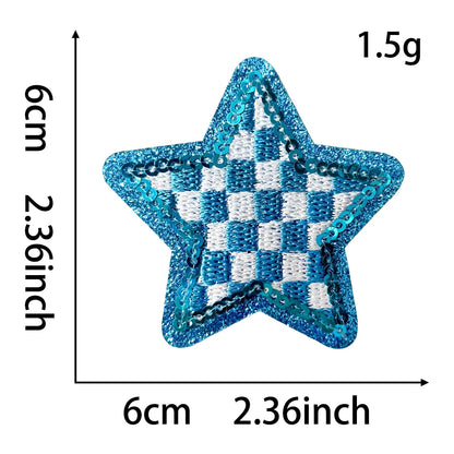 Checkered Star Sequin Patch Iron Hat Patch Trucker Hat Patch
