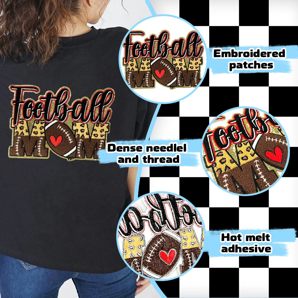 Sports Mom Chenille Patch - Volleyball, Soccer, Softball, Basketball, Baseball, Football