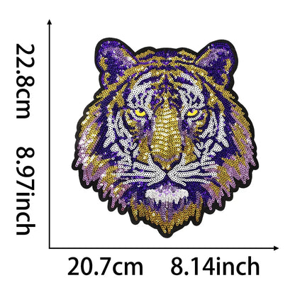 NCAA Trendy Purple LSU Tiger Sequin Patches Iron on big patch - Clpatch
