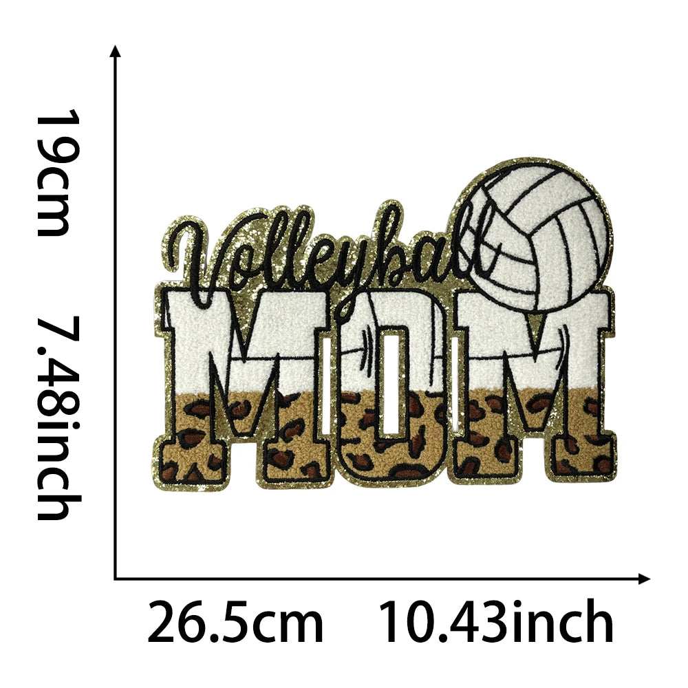 Sports Mom Chenille Patch - Volleyball, Soccer, Softball, Basketball, Baseball, Football