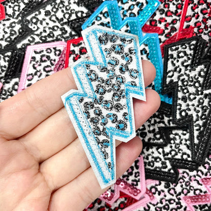 3pcs Leopard Lightning Sequin Patch Iron on Hat Patch