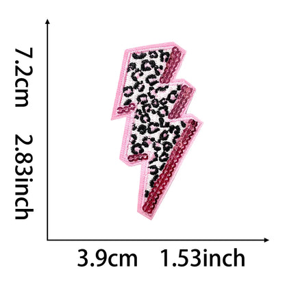3pcs Leopard Lightning Sequin Patch Iron on Hat Patch