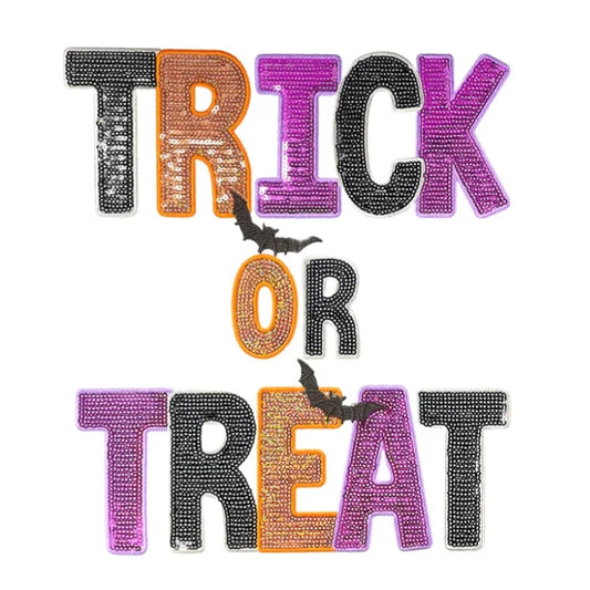 Halloween Trick or Treat Sequin Letter Patch big patch