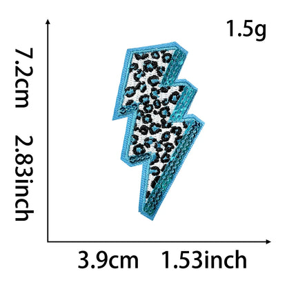 3pcs Leopard Lightning Sequin Patch Iron on Hat Patch