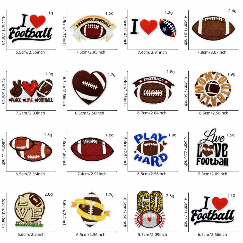3 pcs Football Patches Hats Iron-On with Love for Football