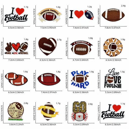 3 pcs Football Patches Hats Iron-On with Love for Football