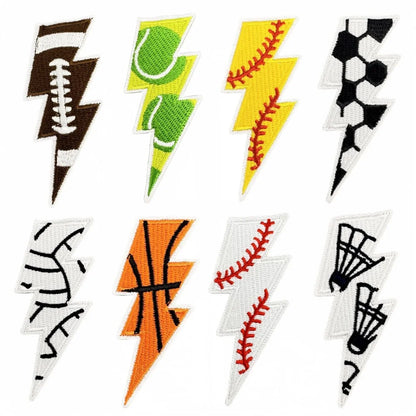 10 pcs Sports Ball Lightning Bolt Patch