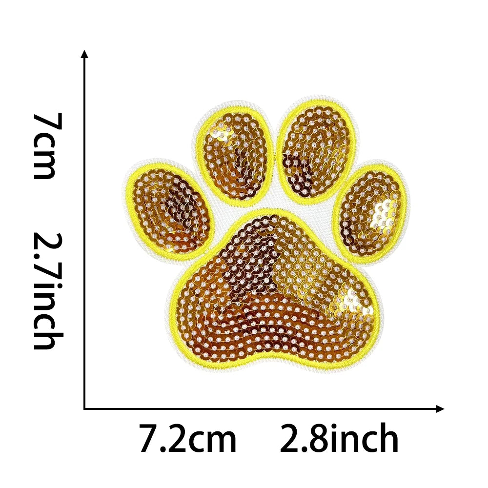 Paw Print Patch Sequin  Shape Patches