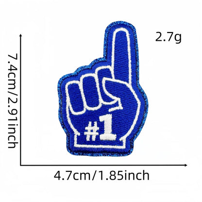 Trendy Small Glitter Sport Number One Finger Trucker Hat Patches - Clpatch