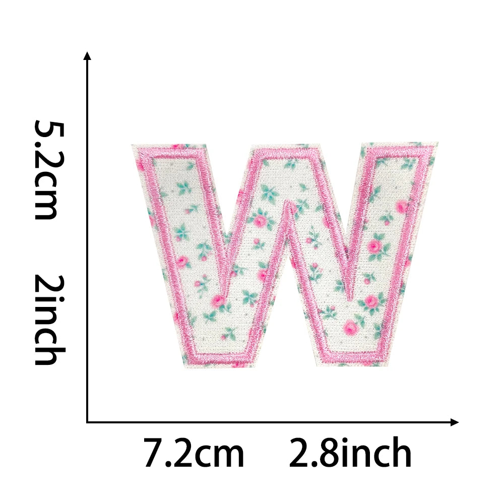 Floral Letter 5cm Patch Sets Easy-to-Use Iron-on Style