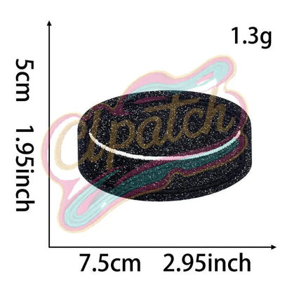 Hockey puck embroidery patch iron on - Clpatch