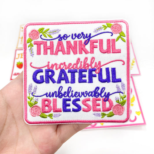 Thankful Grateful Blessed Christian Patch