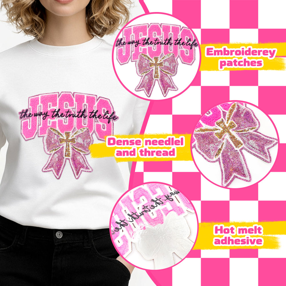 Jesus with Bow Glitter Patch